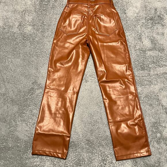 Abercrombie & Fitch Pants Womens 27 /4 90s Straight Ulta High Rise Faux Leather - Picture 4 of 10